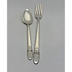 1847 Rogers Bros First Love Silverplate Floral Art Nouveau Flatware Fork & Spoon